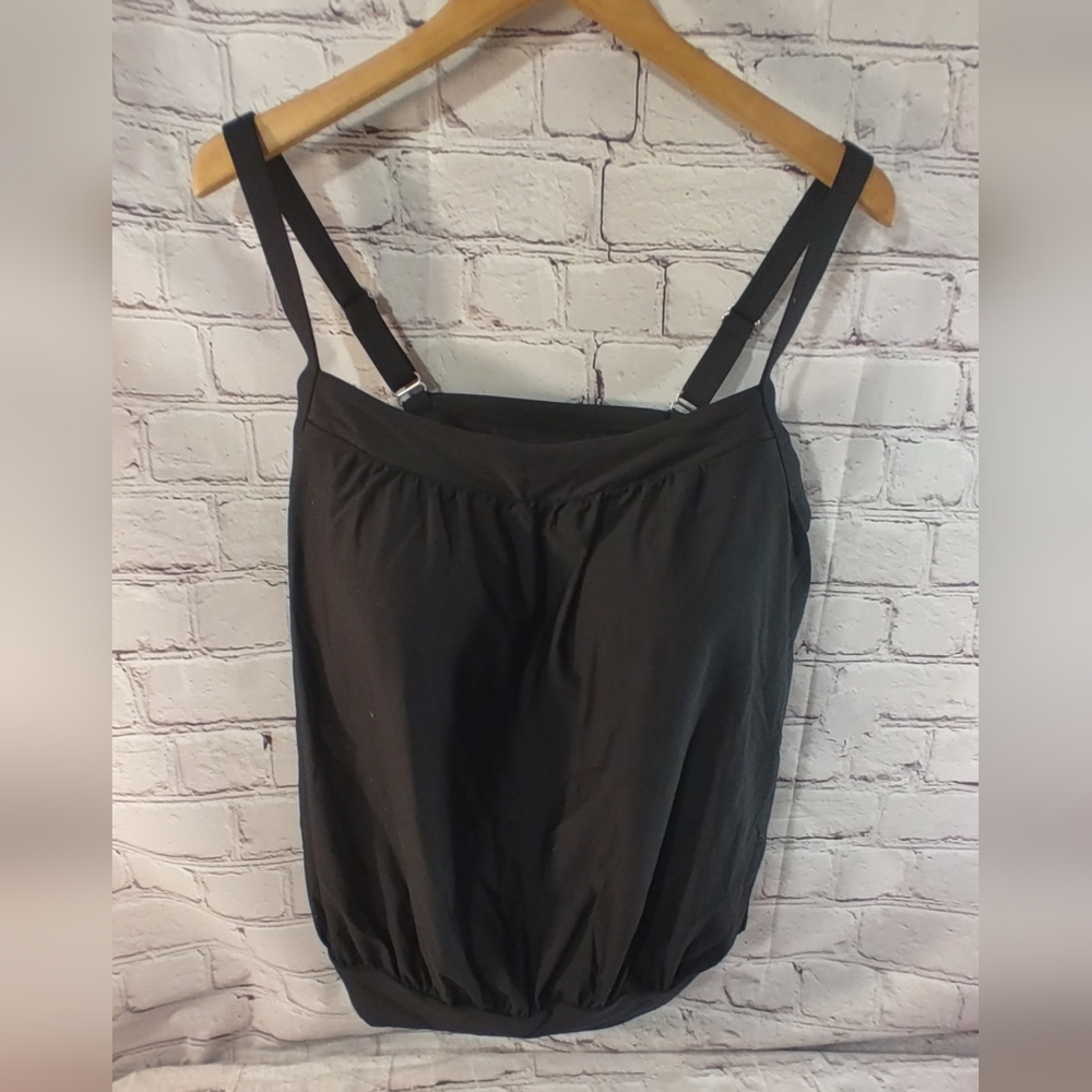 Lands End Swim Tankini Adjustable Black Built in Bra Swim Top 18W